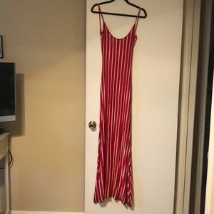 Open back striped red dress